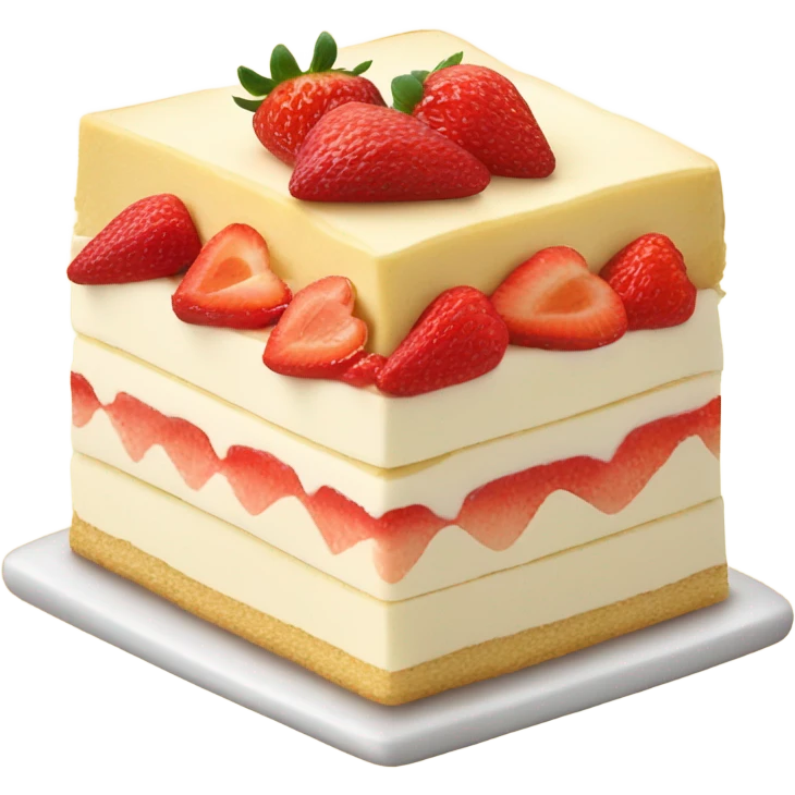 Vanilla slice cake with strawberry emoji