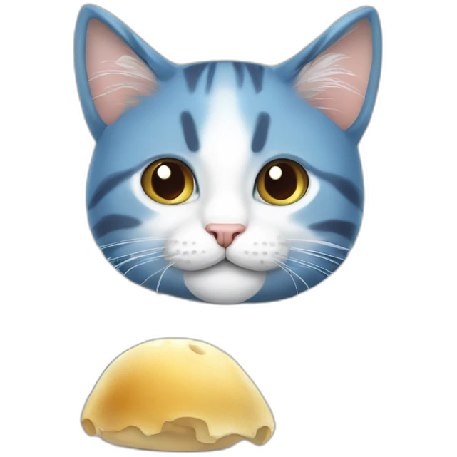 Katze mit einem weißen pilz aufgemacht kopf blaue katze emoji