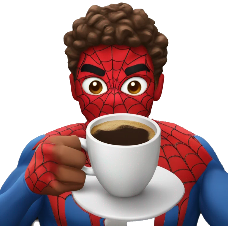 Spiderman with coffee emoji