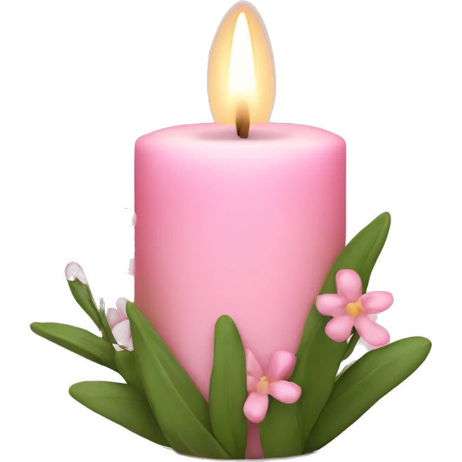 Spring candle with light pink flowers  emoji