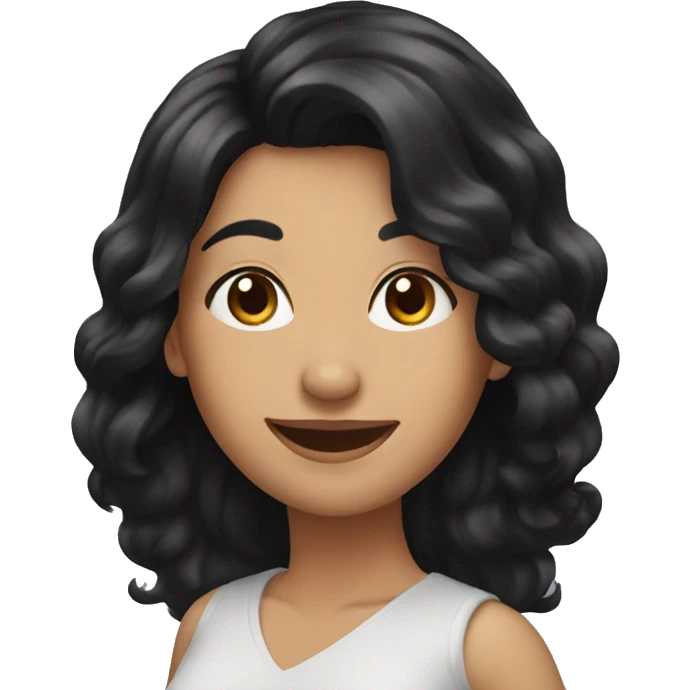 Happy woman with black hairs emoji