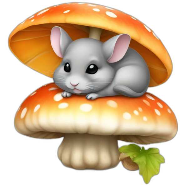 chinchilla sleeping on mushroom emoji