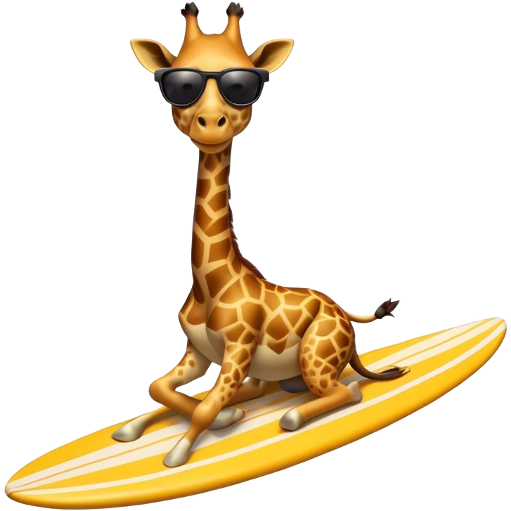 giraffe with sunglasses on a surfboard  emoji