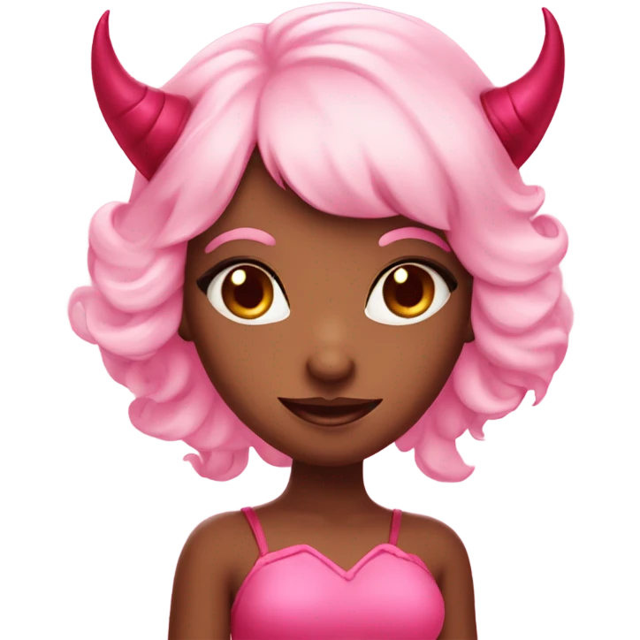 Cute pink girly devil emoji
