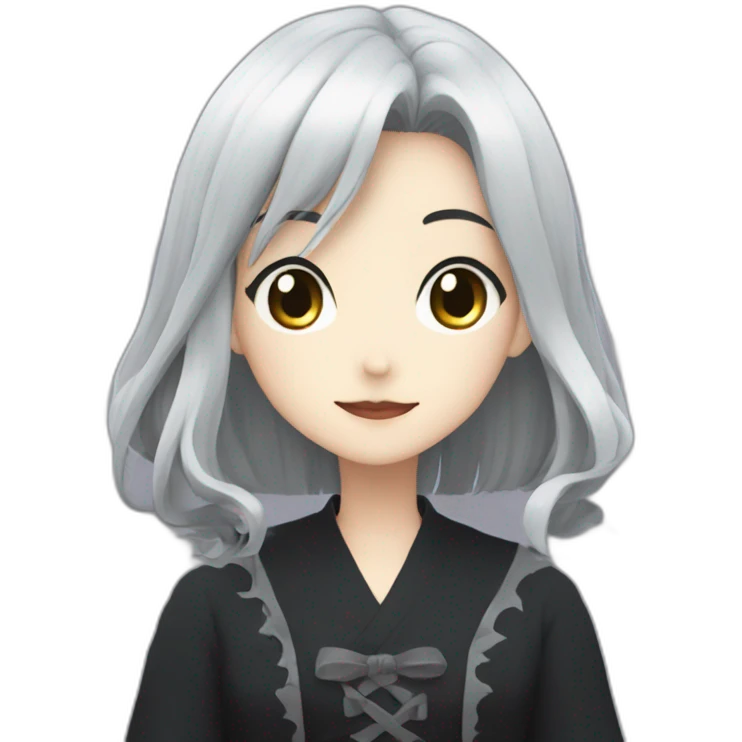 Nana Ōsaki in Anime with a gothic style, black hair emoji