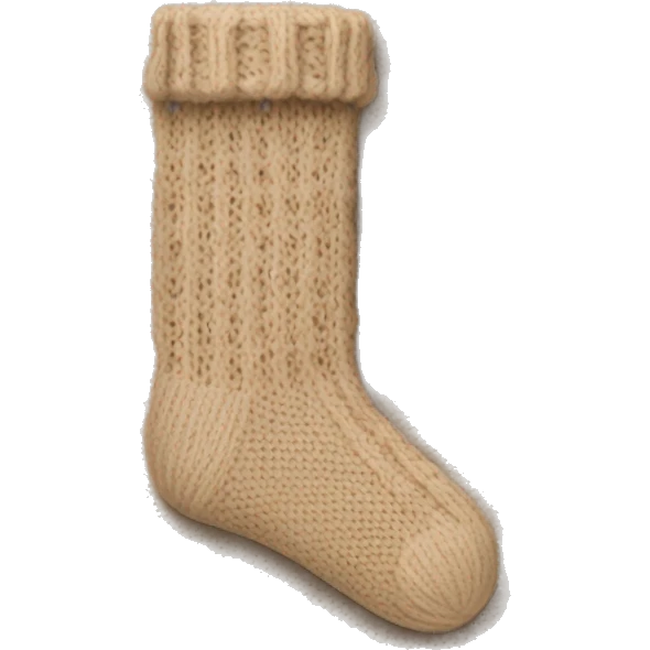 Beige knit Christmas sock emoji