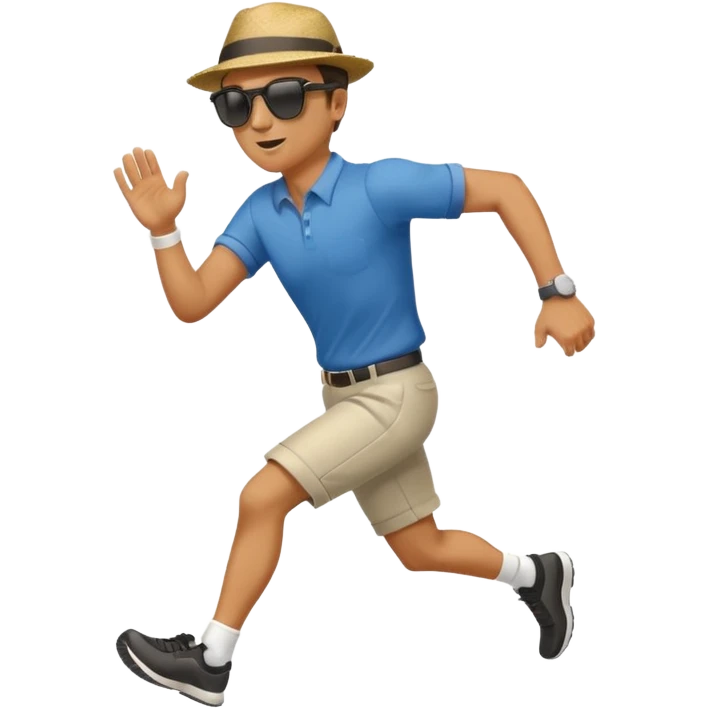 Man trying to catch up to car emoji