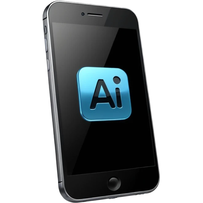 smartphone with AI and a hashtag symbol emoji