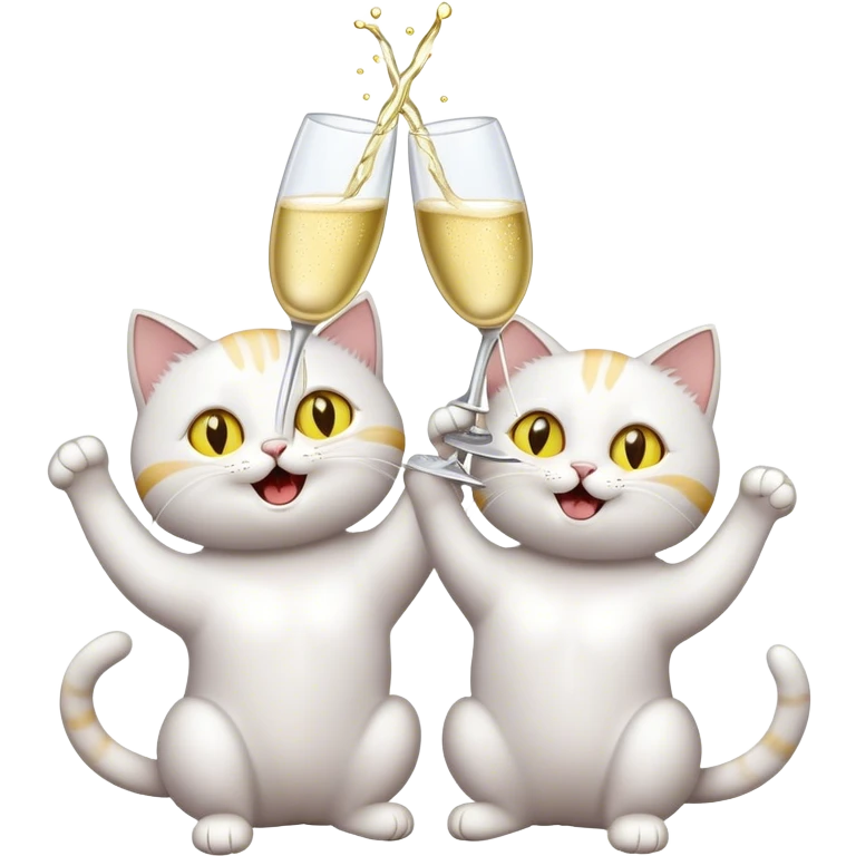 2 cats cheers-ing champagne  emoji