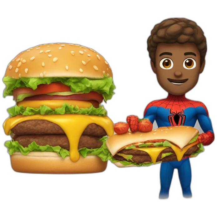 Spider-Man qui mange un hamburger emoji
