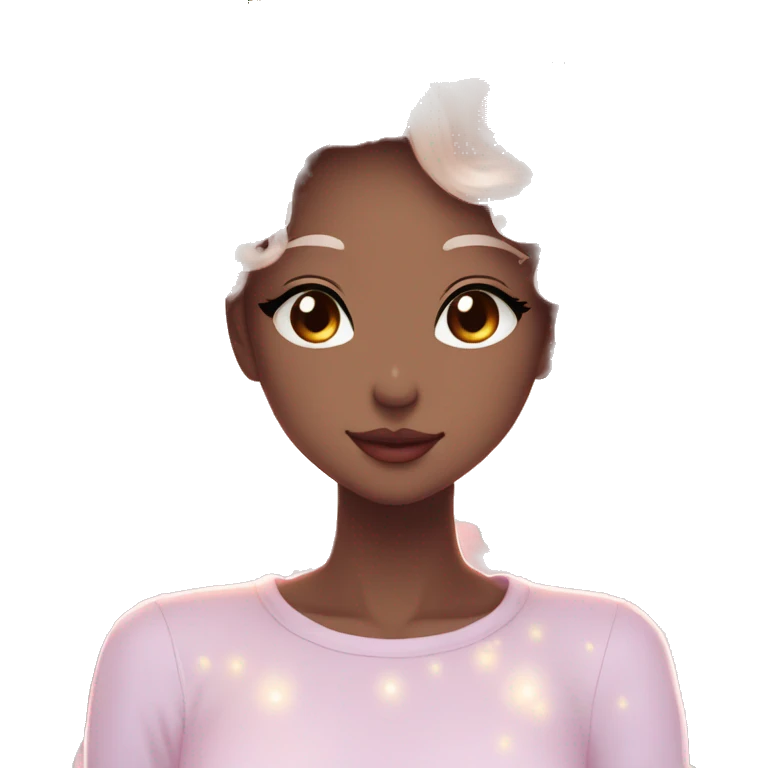 Gorgeous anime style lady blushing face dreamy idol model colorful shiny flowers kawaii pastelcore cottagecore pearly petite simplistic aesthetic trending style emoji