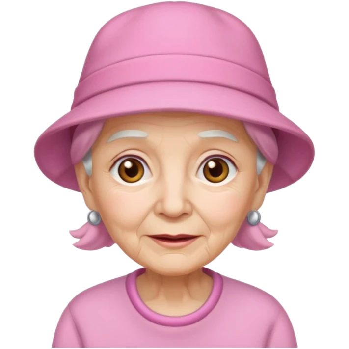 eldery with pink hat and shirt emoji