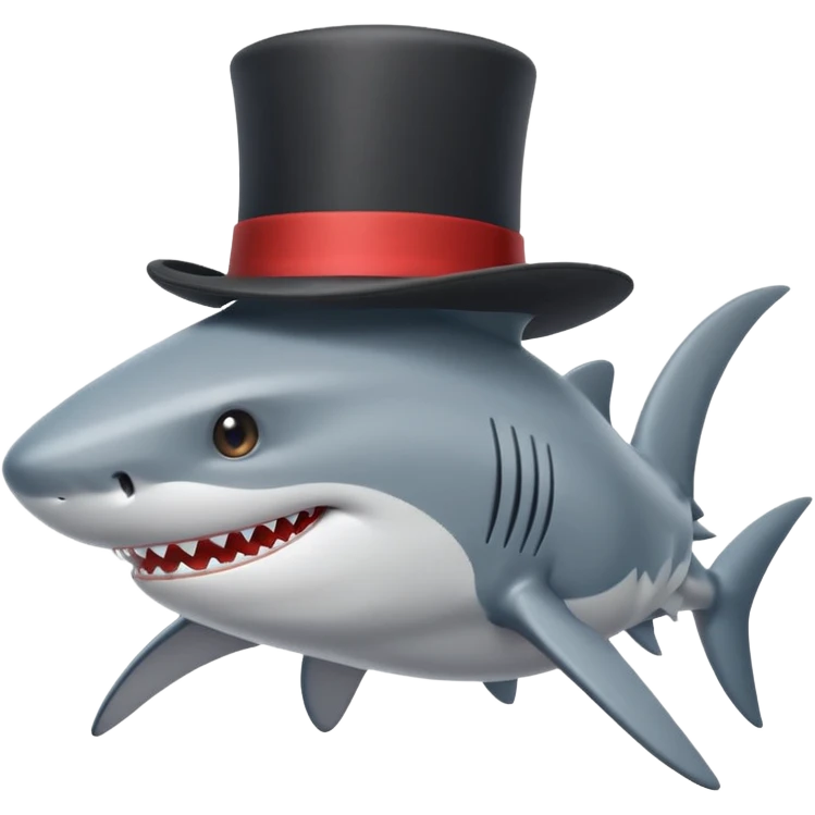 Shark with a top hat emoji