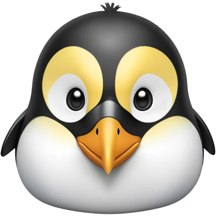 cinematic-cute-emperor-penguin-portrait-emoji,-head-tilted-playfully-and-inquisitively,-with-glossy,-pristine-plumage-accented-by-a-bright-beak-and-round,-sparkling-eyes-filled-with-curiosity,-simplified-yet-irresistibly-adorable-features zoomed into the face emoji