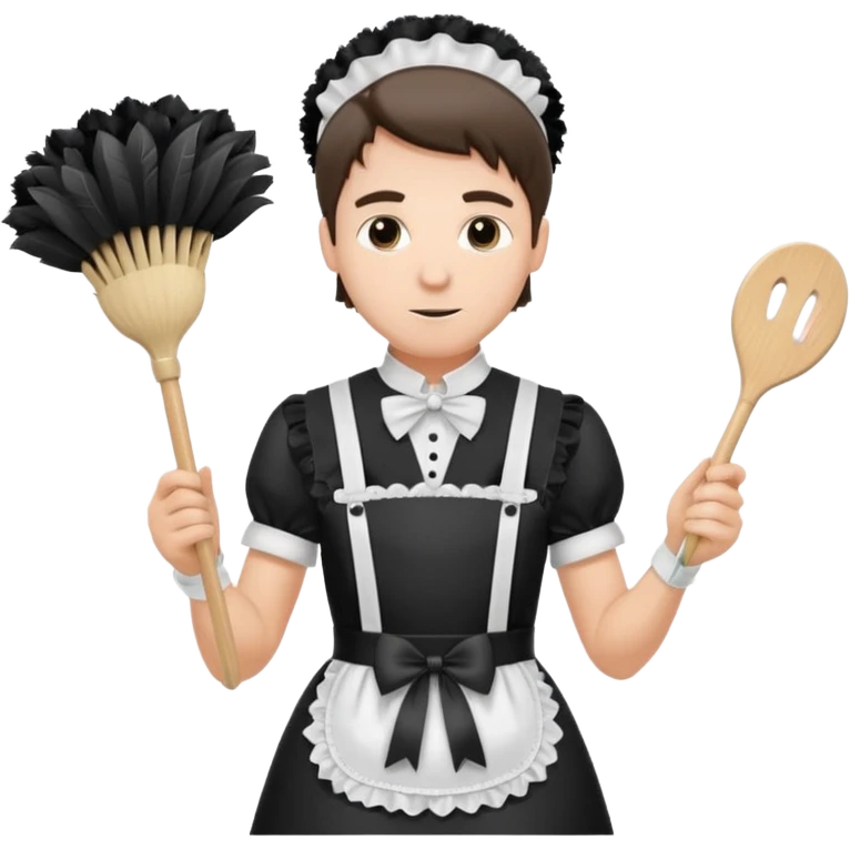 Full profile Man French maid uniform emoji