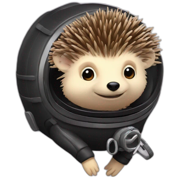 hedgehog in black rubber shiny diving suit emoji