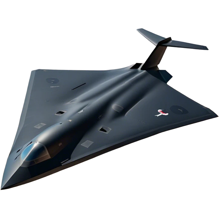 B-2 Spirit bomber - Northrop B-2 (Model Year: 2021) (Iconic colour: Stealth black) - A sleek, stealth bomber with smooth, angular contours and a matte jet-black finish. Emphasize a futuristic, minimalist design with a seamless fuselage, low-profile wings, and an overall intimidating stealth aesthetic. emoji