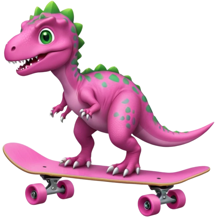 Dinosaur on a skateboard in pink  emoji