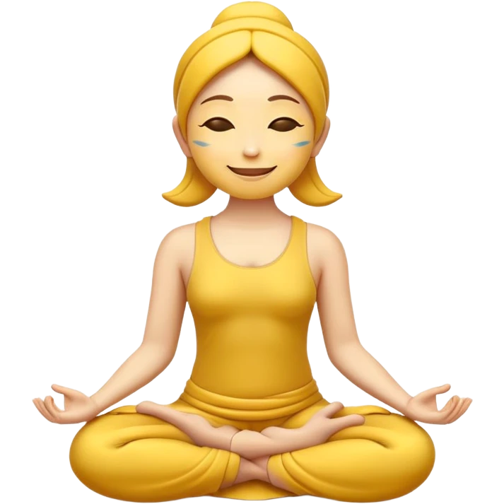 yellow emoji in lotus pose, meditating, calm face emoji