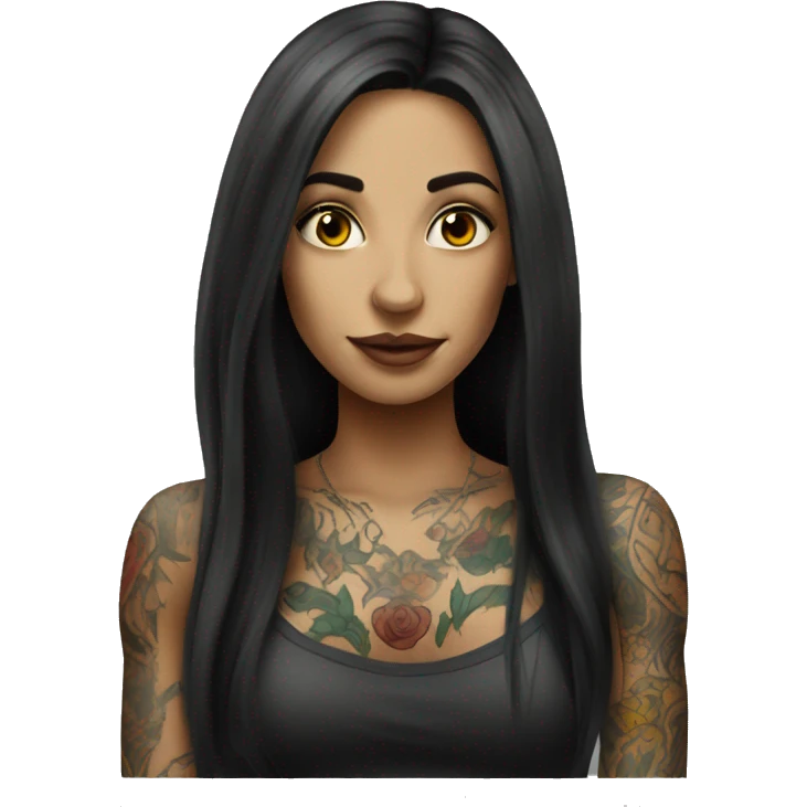 tattooed woman very attractive long hair emoji