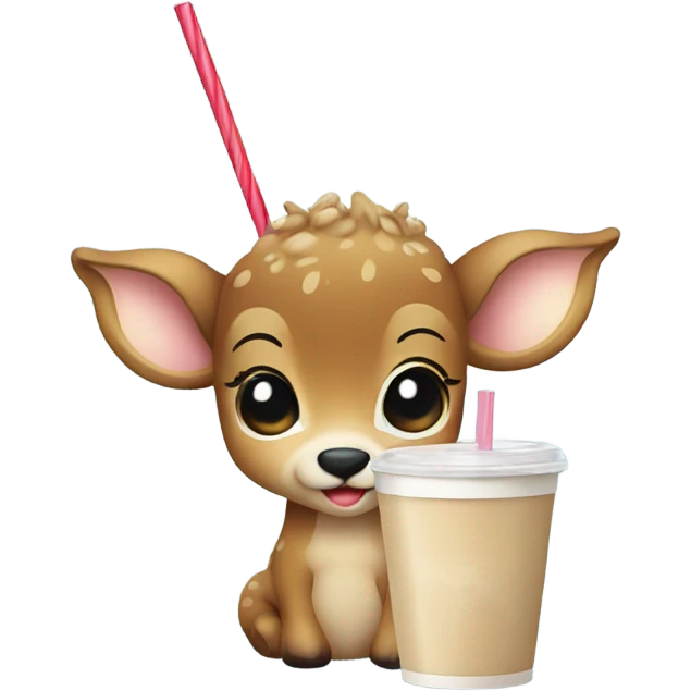 Baby deer drinking iced coffee emoji