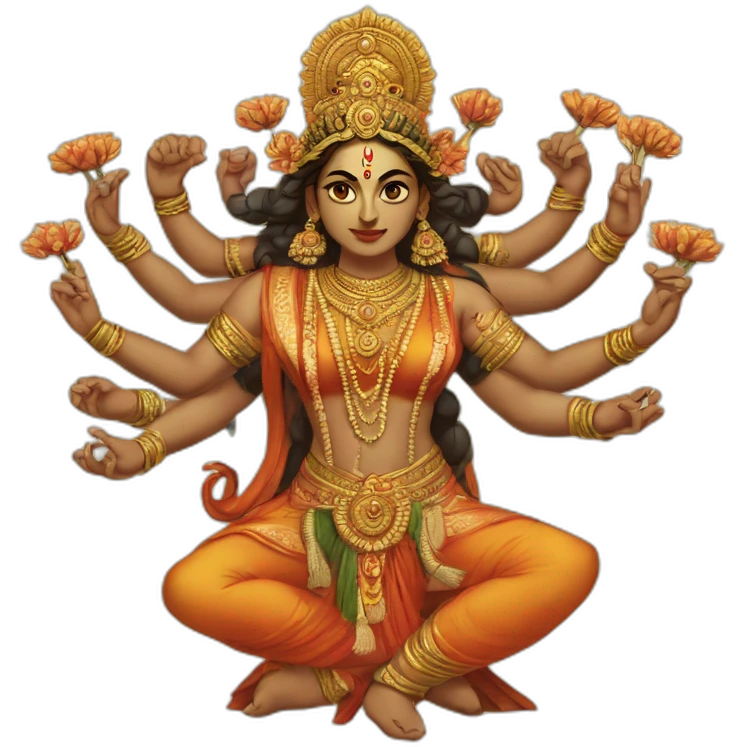 Durga, Indian goddess, 10 arms emoji
