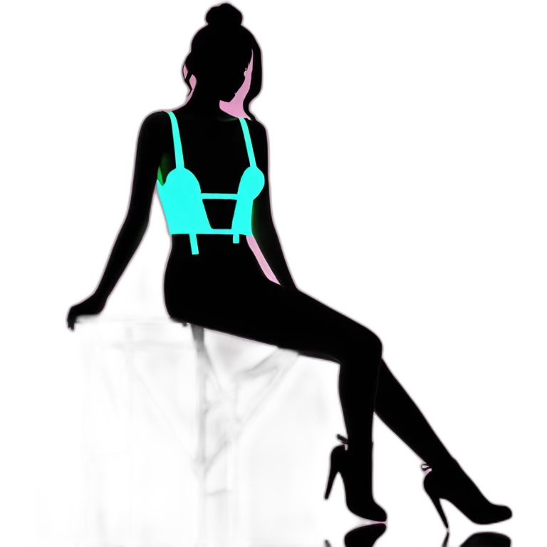 Sexy silhouette non-gender suspenders model neon sign emoji