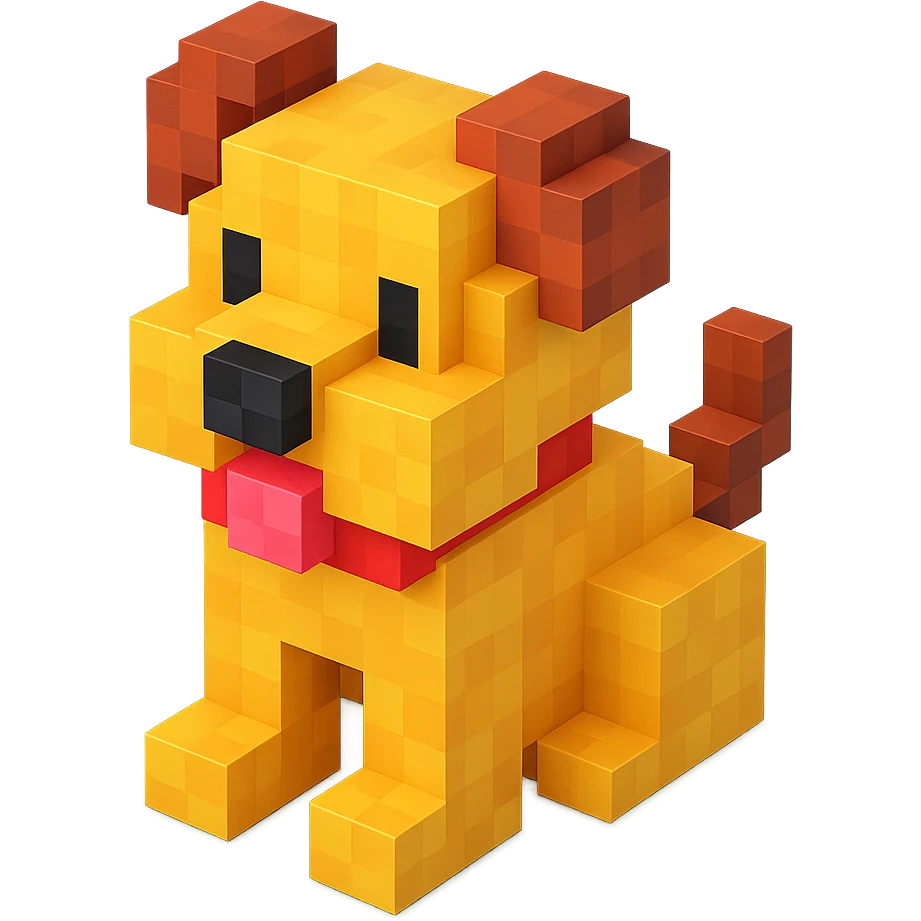 <SystemPrompt>
                <Style>
                  <Name>Voxel Emoji Art</Name>
                  <Description>A playful, isometric voxel style that mimics pixel art in 3D, commonly used for emojis, UI icons, and symbols. Rendered with bright, vibrant colors and no shadows.</Description>
                  <VisualRules>
                    <Geometry>
                      <BaseUnit>Cube</BaseUnit>
                      <GridAlignment>Isometric</GridAlignment>
                      <VoxelSize>Consistent</VoxelSize>
                    </Geometry>
                    <Color>
                      <Palette>Vivid and High Saturation</Palette>
                      <Gradient>Allowed on faces for subtle lighting</Gradient>
                    </Color>
                    <Lighting>
                      <Style>Soft studio lighting</Style>
                      <Shadows>Subtle ambient shadows</Shadows>
                    </Lighting>
                    <Detailing>
                      <Outline>None</Outline>
                      <Texture>Flat color (no texture noise)</Texture>
                      <Effects>None</Effects>
                    </Detailing>
                  </VisualRules>
                </Style>
                <Generation>
                  <PromptTemplate>
                    <![CDATA[
                      Render a voxel-style 3D illustration of a {subject}, using bright colors and blocky pixelated geometry. The object should appear playful and clean, similar to emoji aesthetics, with no shadows and no outlines. Lighting should enhance the 3D depth without harsh contrast.
                    ]]>
                  </PromptTemplate>
                </Generation>
              </SystemPrompt>
              {subject} = dog emoji