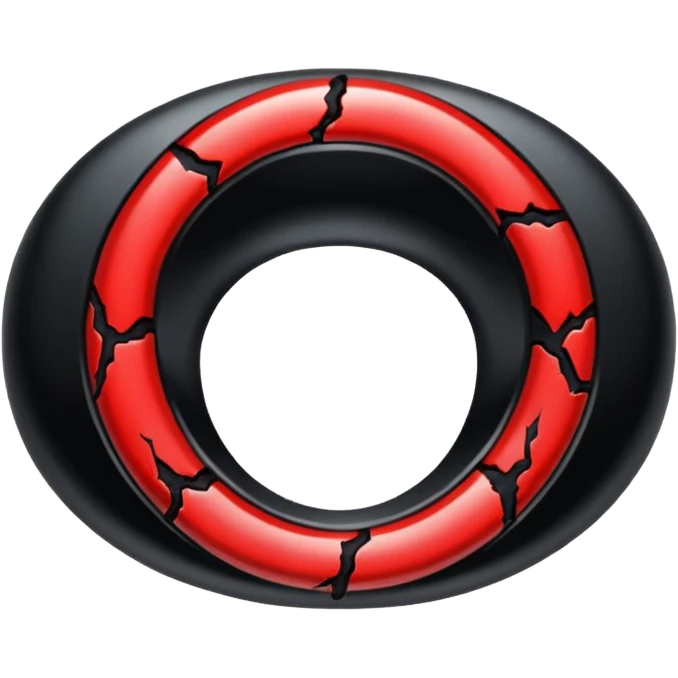 iOS sticker, cursed ring, black shades, red crack, minimal emoji