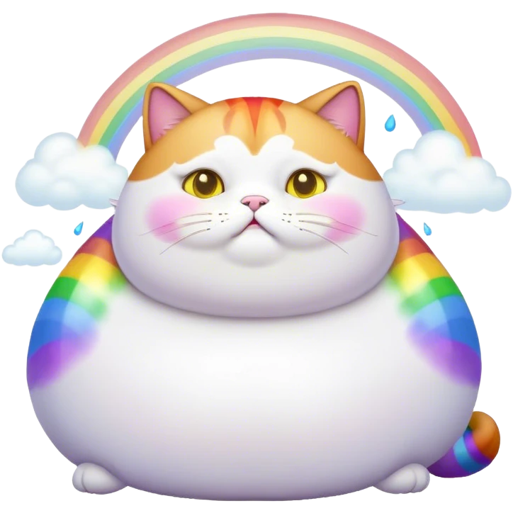 Fat cat farting rainbow emoji