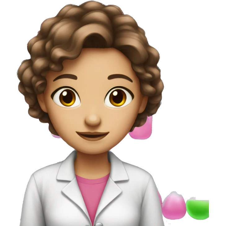 beautiful girl with brown hair doing pink chemistry  emoji