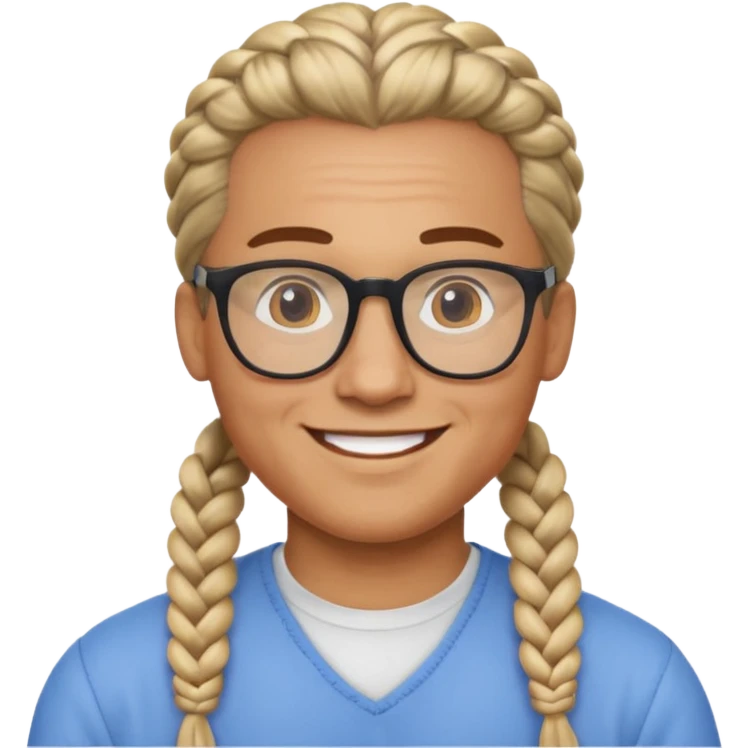 braided hair man with glasses emoji