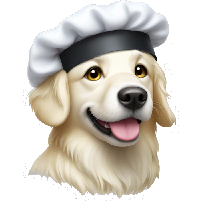 White golden retriever with chef hat emoji