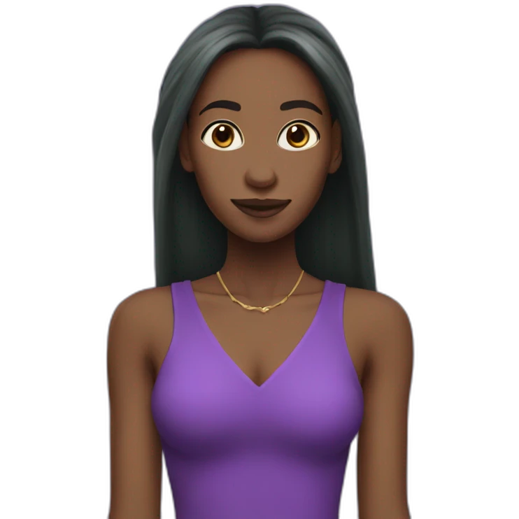 skinny black woman like elf in purple with long hair emoji