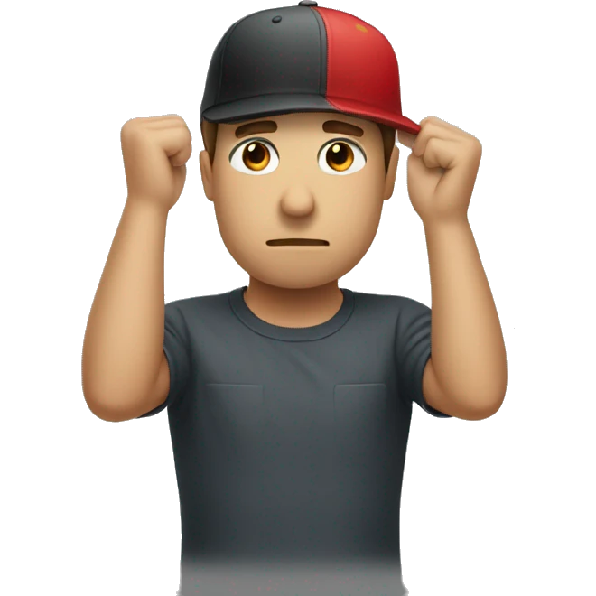 A man putting on a cap saying no cap emoji