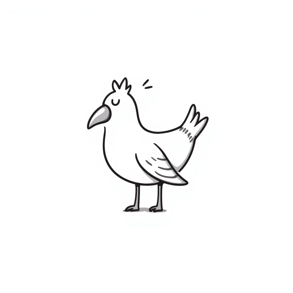 a bird with the body of a garlic clove, hand drawn doodle style emoji