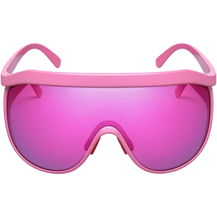 oversized pink shield visor sunglasses, early 2000s style, no frame, futuristic emoji