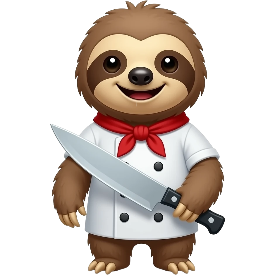 smiling killer sloth w chef's knife emoji