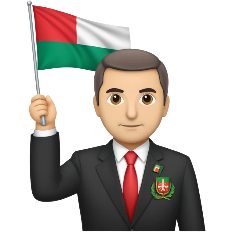 президент Болгарии с флагом Болгарии в руке  emoji