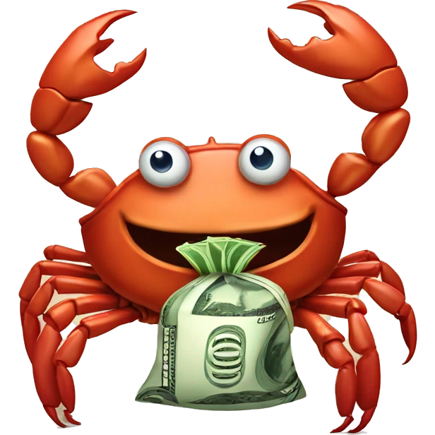 Crab holding money bag emoji