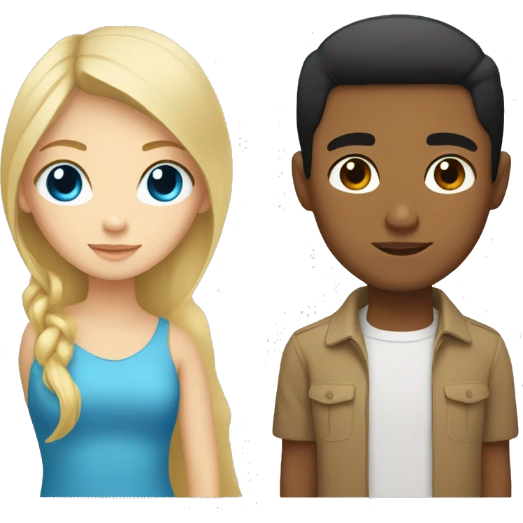 Blonde girl with blue eyes and Filipino man with black hair and light brown skin emoji