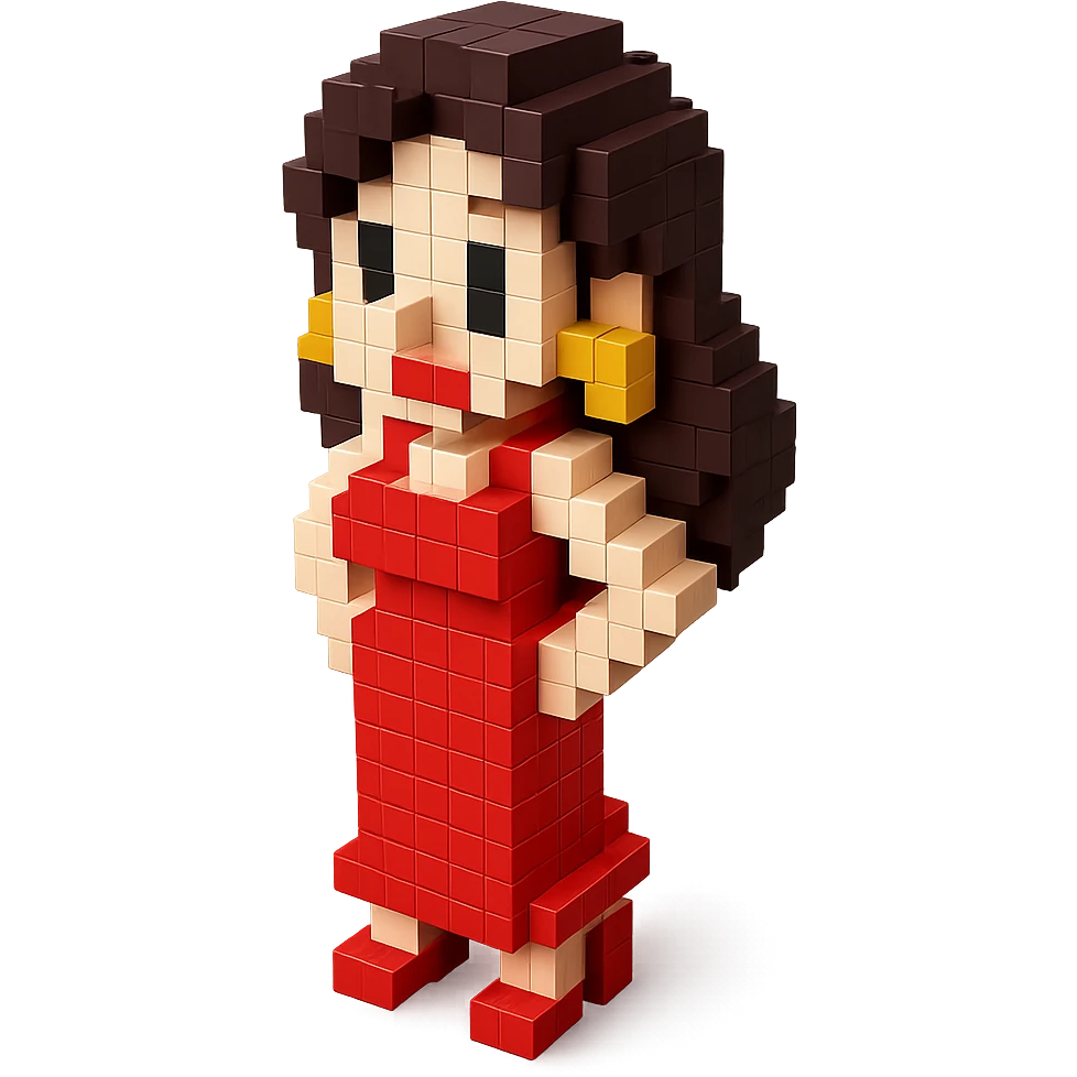 Pauline character from Mario games with brown hair, red dress, and high heels emoji