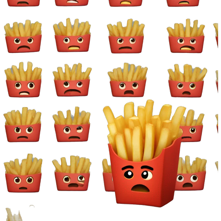 Red box french fries with tired eyes and lock beard emoji