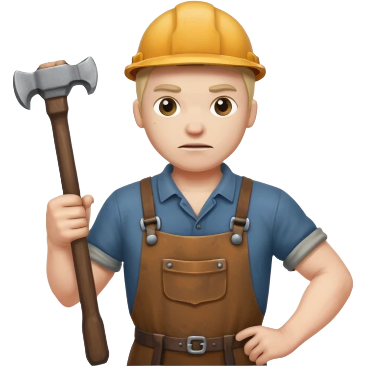 dirty blacksmith white racoon holding hammer emoji