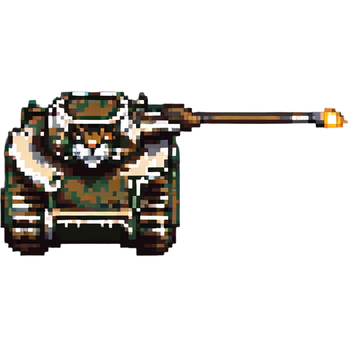 Tiger tank in action firing pixel art emoji