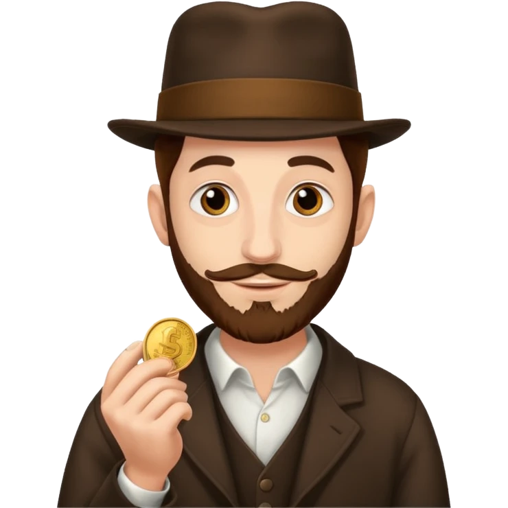 Jewish man holding a penny emoji
