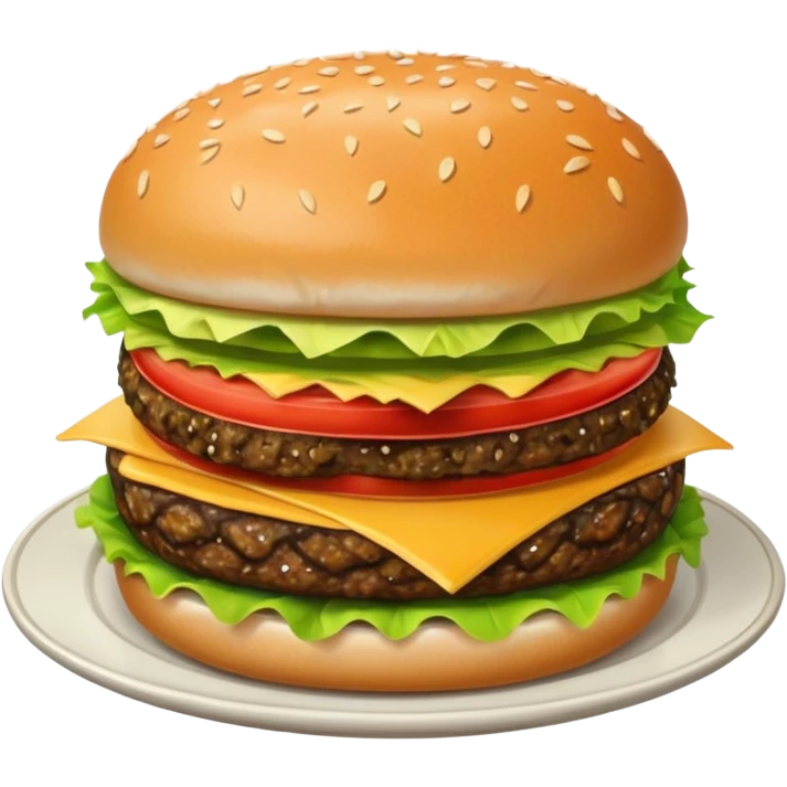 Draw a hamburger on a plate using a downward-facing camera, ensuring the object remains stationary without rotation or tilt. emoji