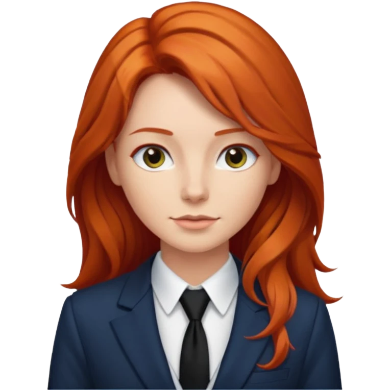 long red haired woman with tie, t-shirt and blazer emoji