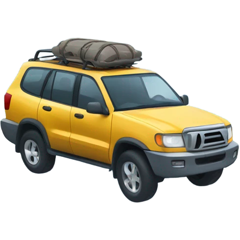 An adventurous car in an icy tundra setting, with snow and ice all around, highlighting the ability to conquer extreme and inhospitable terrains. emoji