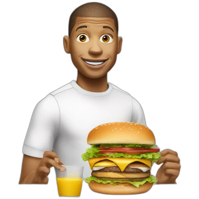 Mbappé eating une burger emoji